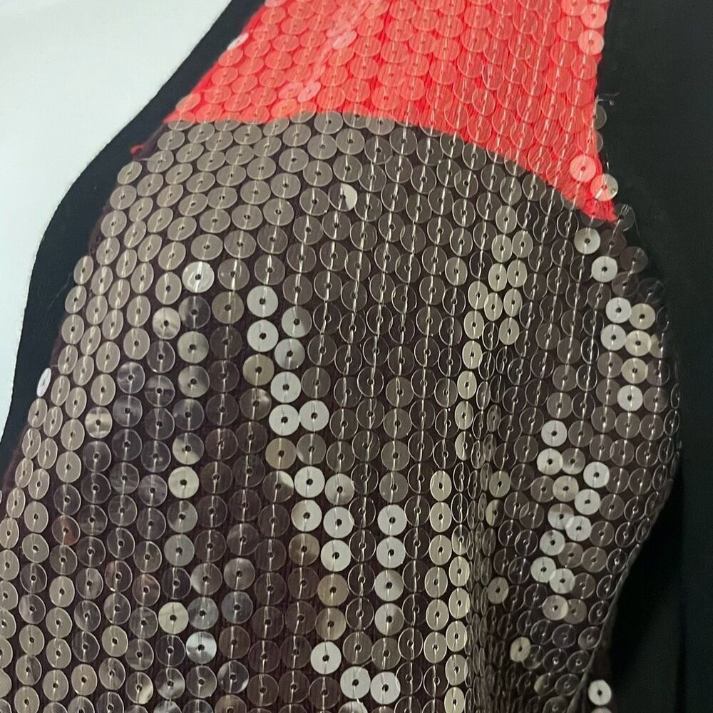 Jones New York Vintage Wool Blend Cardigan Black Red Sequin‎ Colorblock XS NWOT - Picture 4 of 10
